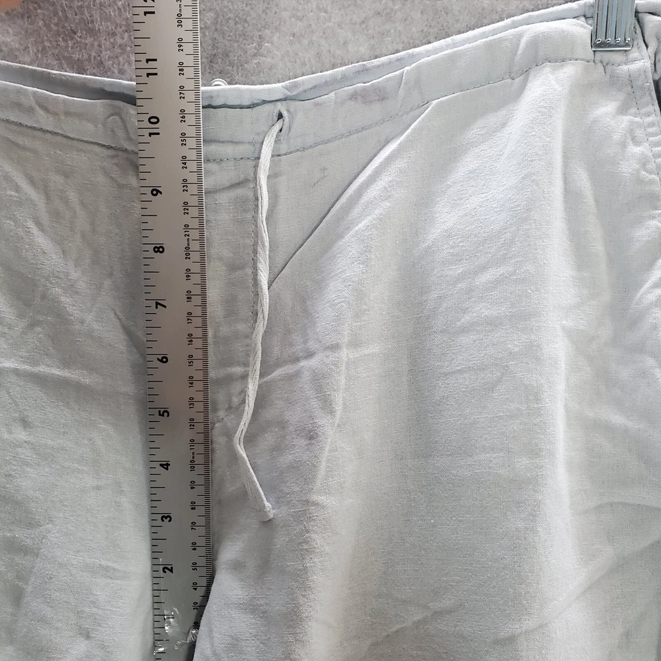 Faded Glory Women Pants 16 Blue Capri Linen Blend Drawstring Elastic Waist READ - Image 4 of 4