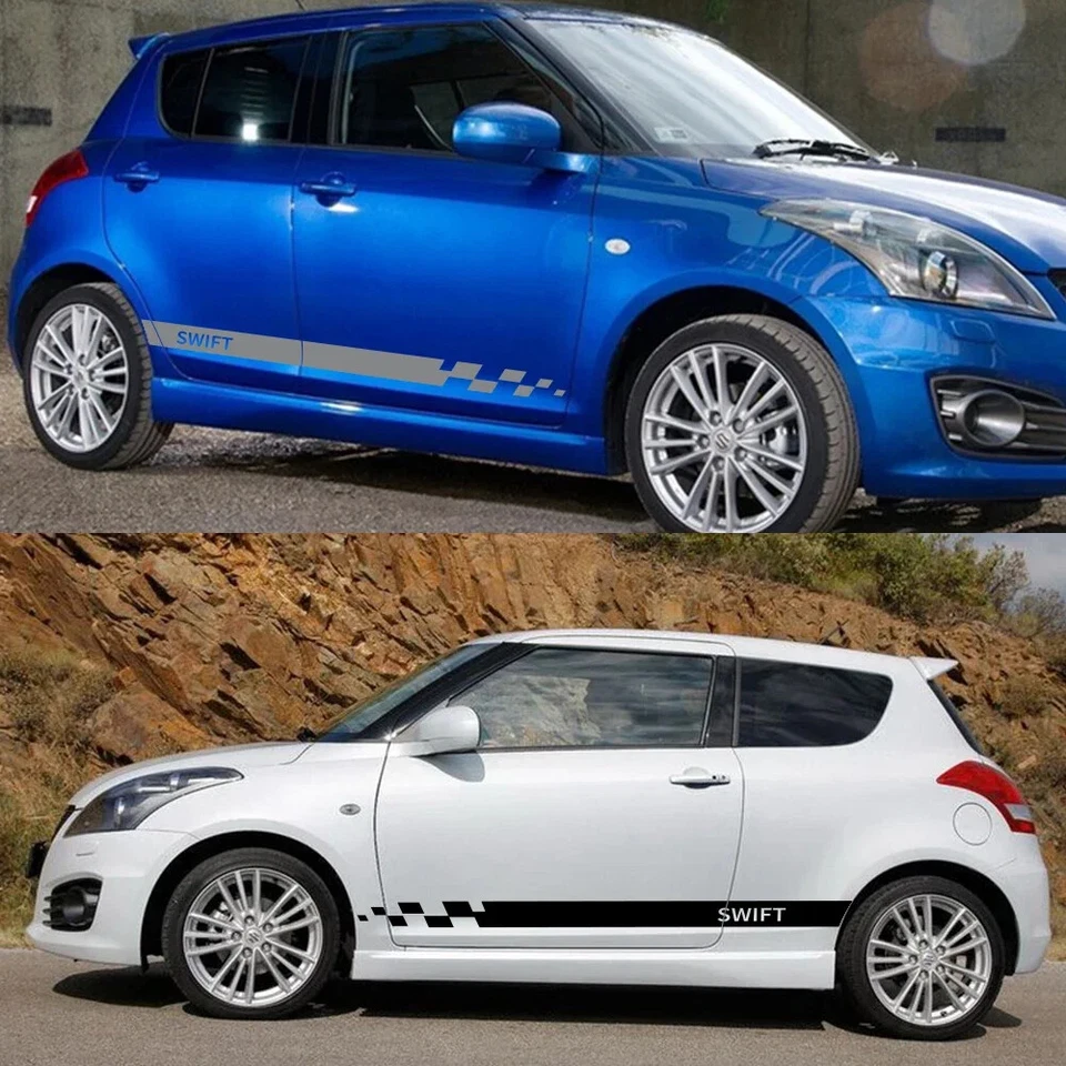 Auto Door Side Decals for Suzuki Swift Car Skirt Stripes Vinyl Sport Styling Car Foto 3 de 4