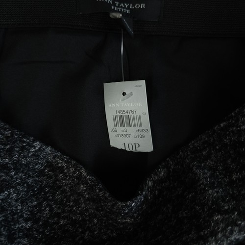 Ann Taylor Skirt Womens 10P Petite Black White Knit Wool Elastic Waist Lined NEW - Picture 9 of 12