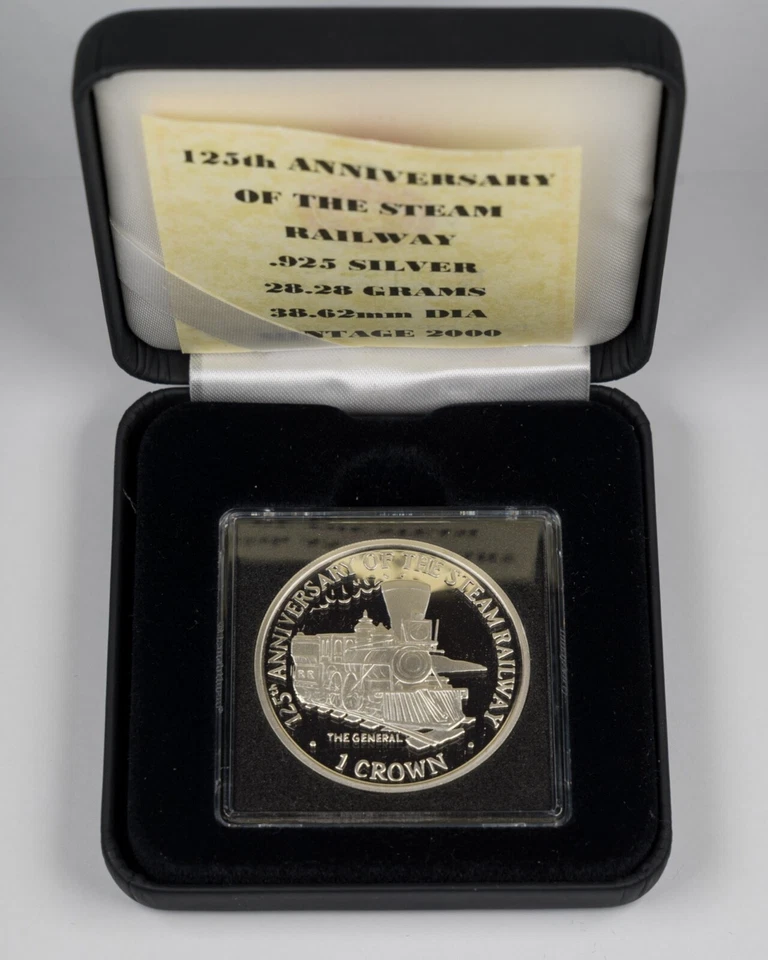 1998 Isle of Man Anniv. of Steam Railway The General crown silver proof - Image 3 of 4