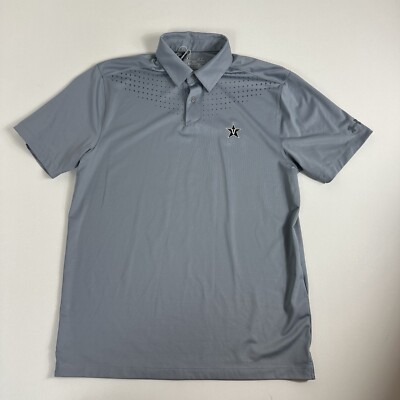 Under Armour Golf Polo Shirt Mens Medium Gray Loose Vanderbilt Commodores