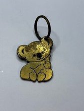 Vintage Keychain RUSS KOALA BEAR Key Ring Brass Gold Tone Fair Condition