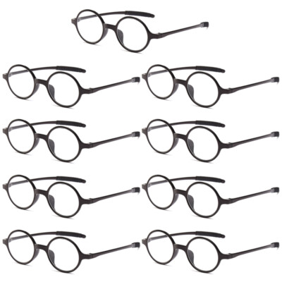 9PK Mens Unisex Round Frame Reading Glasses Clear Lens Readers for Small Faces
