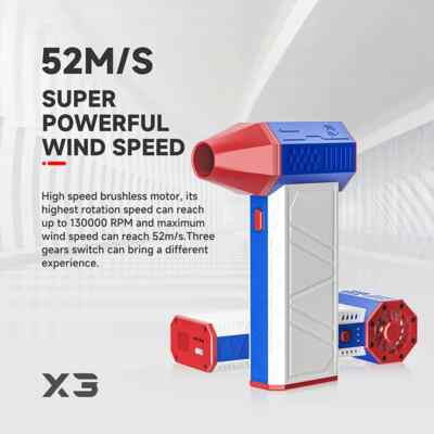 X3 Violent Turbo Fan Speed 130000R PM Wind Speed 52+ Meters Brushless Motor  