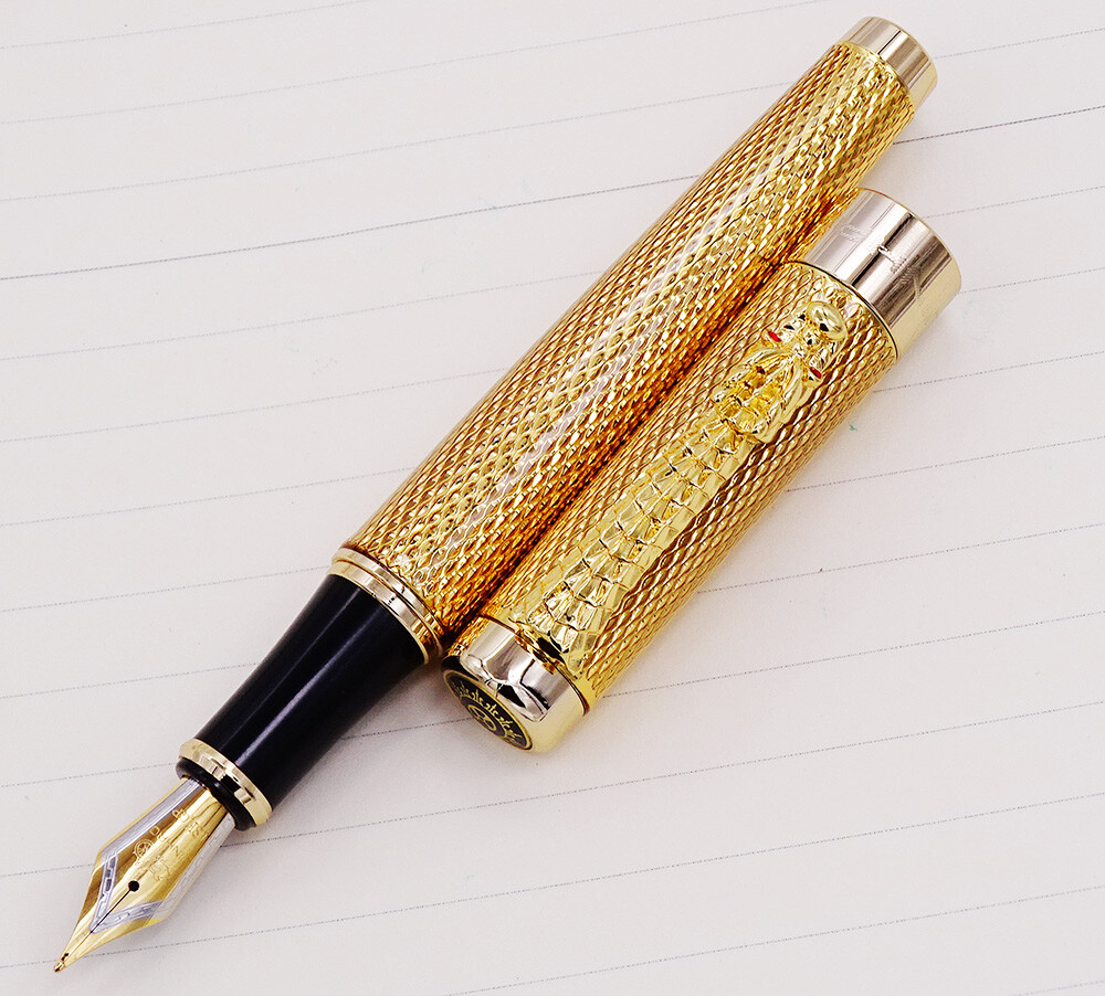 Jinhao 1200 Luxury Golden Metal Fountain Pen Medium Classic Ripples