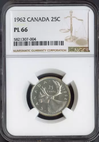 1962 Canada 25 Cents Silver 25C NGC PL66 Quality
