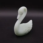 Fenton Green Satin Frosted Glass Swan Bird Figural 4” Vintage Paperweight Figuri