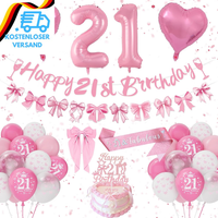 21 Geburtstag Frauen, Deko 21. Geburtstag, Rosa Weiß Luftballon 21. Geburtstagsd