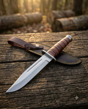 12" UNIQUE CUSTOM HANDMADE D2 STEEL BLADE BOWIE HUNTING KNIFE - SHEATH - AS-1892