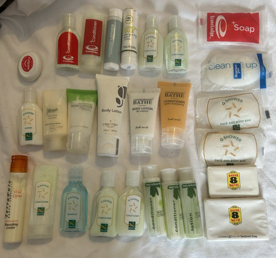 27 Hotel Resort TRAVEL TOILETRIES LOT Shampoo Conditioner Lotion Shower Soap