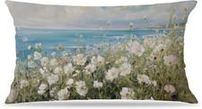 Seaside Floral Summer Pillow Covers 12X20 Double-Sided,Rustic Farmhouse Decor,Co