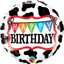 Happy Birthday Holstein Cow Pattern 18" Foil Balloon Non-Packaged 