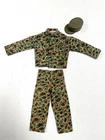 Vintage 1964 G. I. Joe Action Figure Marine Camo Fatigue Shirt Pants Helmet 7700