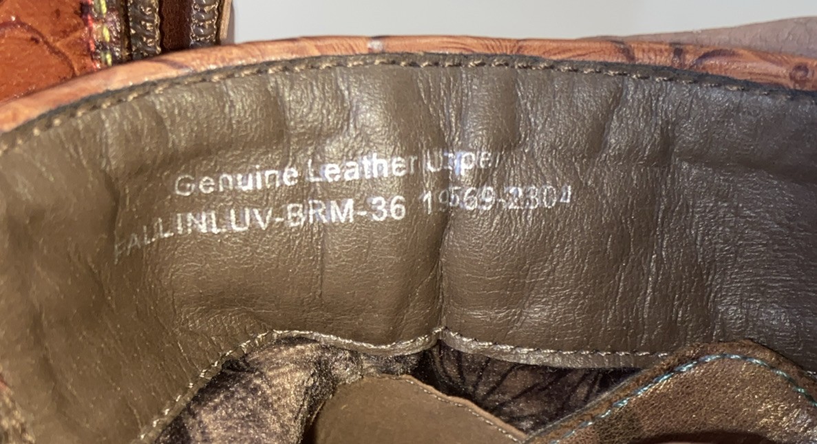 L'Artiste by Spring Step Embossed Leather Lace-Up Boots Fallinluv Brown 36 Sz 6