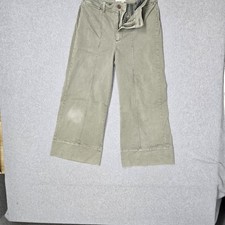 Chino By Anthropologie Women Pants 8 Green Capri Twill Cropped Wide-Leg READ