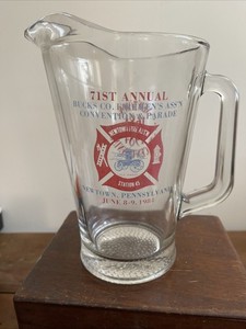 1984 Newtown Pennsylvania Tricentenial Beer Pitcher Bucks Co. Firemen’s ASS’N