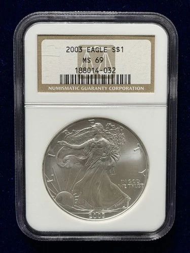 2003 American Silver Eagle NGC MS69 1st Gen Brown Label