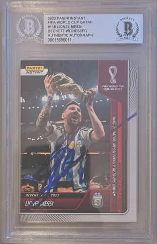 2022 Panini FIFA World Cup Qatar Signed Lionel Messi Argentina #118 Beckett BAS