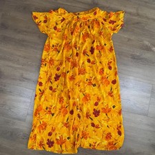 Cocoon Orange Floral Smock Dress Boho Festival Floaty UK 18-22