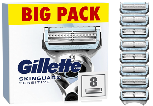 Gillette Skinguard Sensitive Razor Blades 8 XL Pack Genuine Refills BRAND NEW