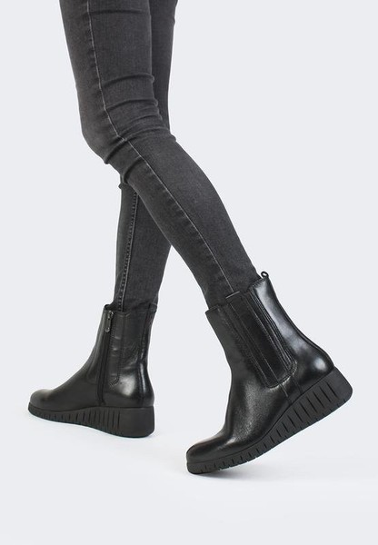 Women Ecco Boots Black Leather 37 #3Q7E