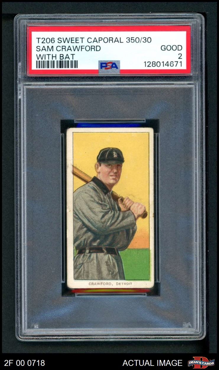 1909 T206 Sam Crawford Bat On Shoulder Tigers HOF VARIATION PSA 2 - GOOD