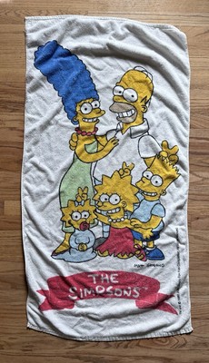 VINTAGE 1990 The Simpsons Bath Pool Beach Towel Bart Maggie Homer 27x51