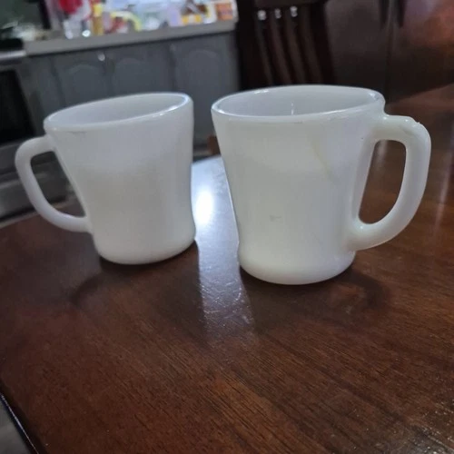 Vintage 2 Fire King Glassware Milk White Coffee Mug Cup D Handle