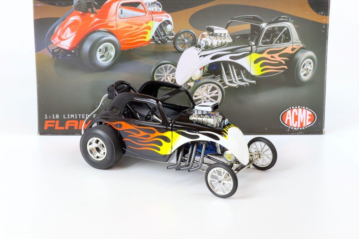 RARE BLACK FLAMED ALTERED SERIAL # 0002 AA/FUEL FIAT DRAGSTER 1:18