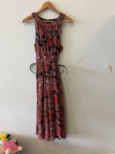 Tommy Hilfiger Dress Womens 10 Red Paisley Belted Sleeveless Midi Sundress
