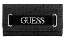 NEW GUESS Women's Creswell Logo Print Trifold Wallet Clutch Bag - Black