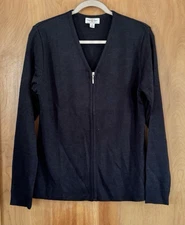 Crew Outfitters Women's Zip Up Navy Sweater Soft Knit V-Neck Size M NWOT