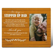 Father Day Stepdad Photo Frame Wood 10x8 4x6 Rustic Desk Easel Wall Mount Gift