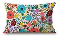 Colorful Summer Plants and Flowers Lumbar Throw Pillow Cover 12x20 Inch Jcp120
