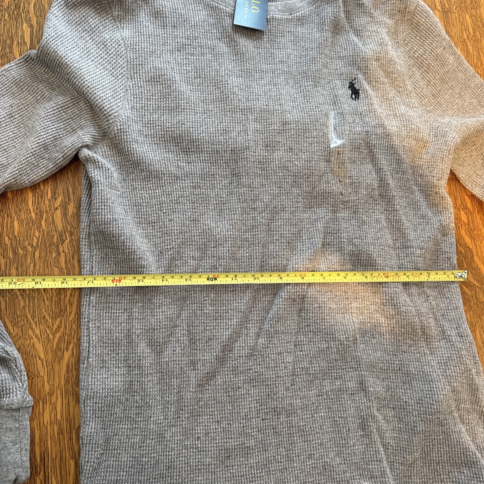 Polo Ralph Lauren Mens Thermal Shirt Large Slim Fit Gray Long Sleeve Waffle Knit thumbnail 9