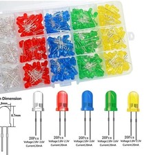 Lot Of 100 Pcs 5mm Round White Red Yellow Green Blue Led Super Bright Bulb Light