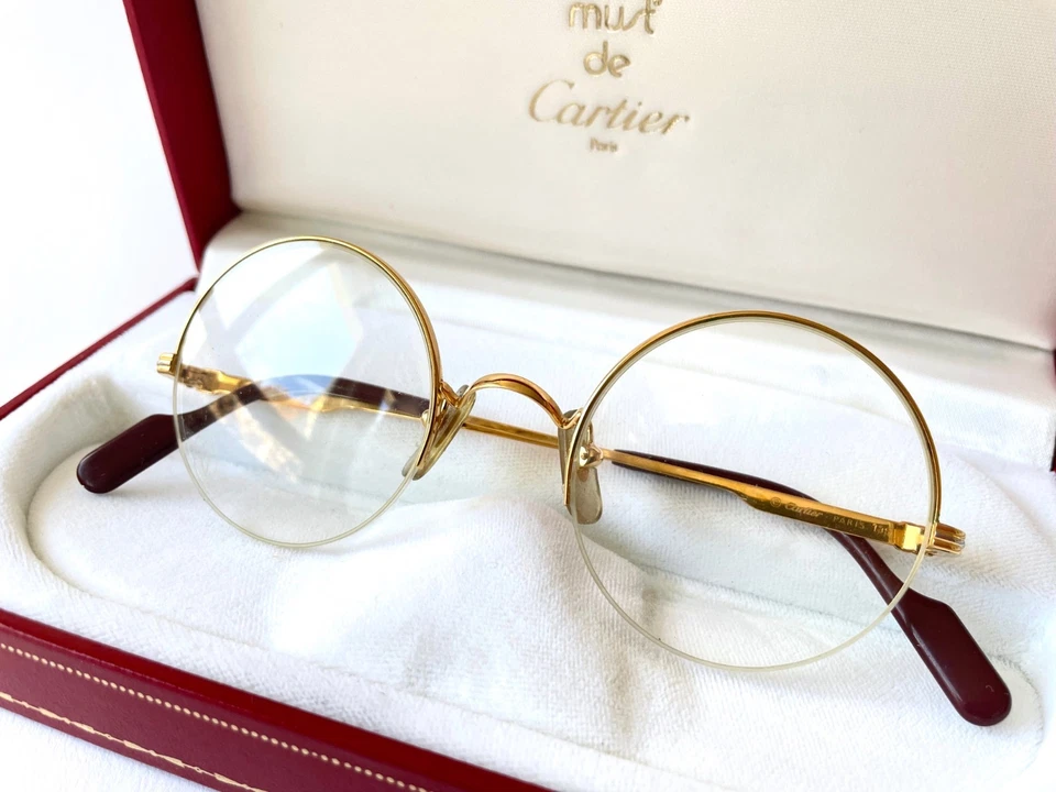vintage CARTIER MAYFAIR 22K gold plated eyeglasses SMALL 45/22 NOS Madison - Bild 3 von 4