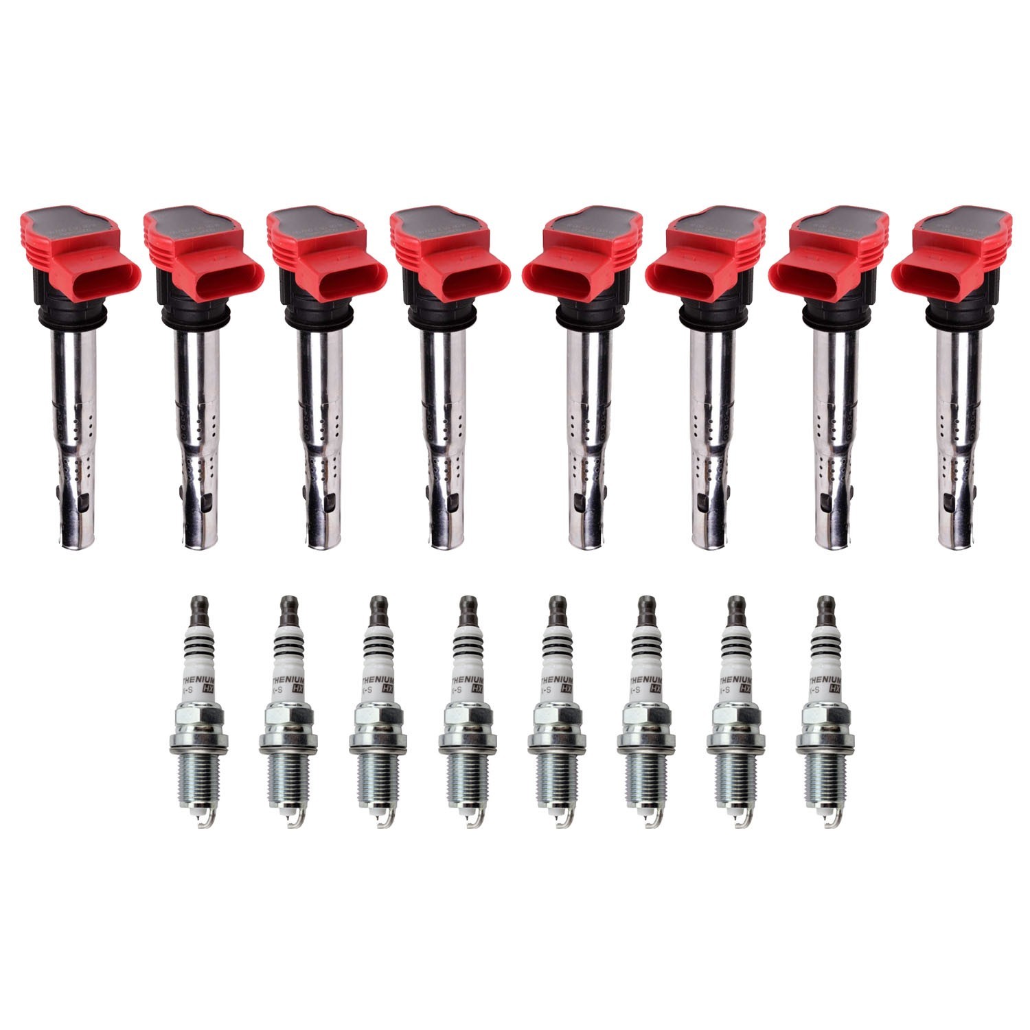 Eldor 8 Ignition Coils NGK Ruthenium HX Spark Plugs Kit for Audi R8 4.2L V8