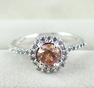 Pink Diamond Solitaire 1.17 Ct Round Cut Certified Women Ring Free Shipping