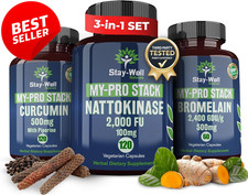 Spike Protein Supplement Nattokinase Bromelain Curcumin 3 Bottle Set - US