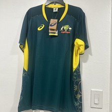 Oasics Cricket Australia Mens Size XL Neon Short Sleeve Jersey