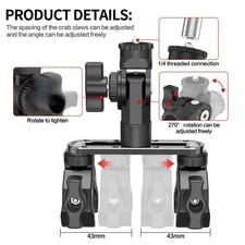 Motorcycle Handlebar Mount Clamp for Action Camera 270 Rotation Black Color