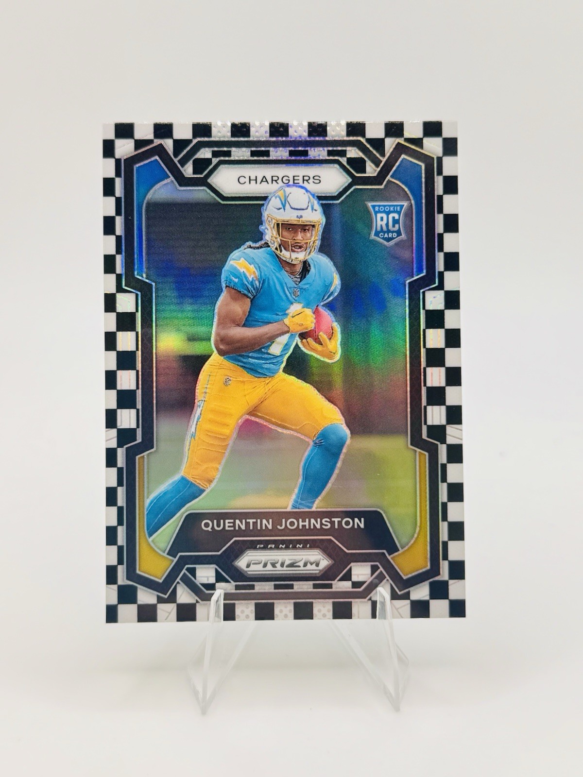 2023 PANINI PRIZM FOOTBALL QUENTIN JOHNSTON BLACK WHITE CHECKERBOARD ROOKIE 353