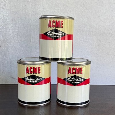 Lot of 3 Vintage ACME Automotive Car Finishes Paint Cans NOS Unused Pint Sz Lids
