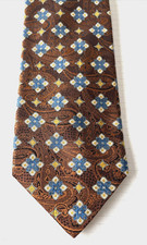 Jos A Bank Signature Gold Men  s Necktie Gold Blue Floral Medallion Limited Ed
