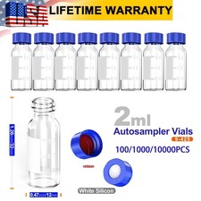 100/10000Pcs 2ml Autosampler Vial+Screw Caps 9-425 Glass Vials HPLC Sample Vials