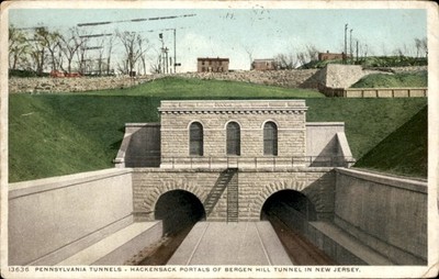 Hackensack NJ Bergen Hill Tunnel Portals c1910 Vintage Postcard