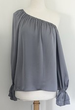 Ramy Brook Murphy Off the Shoulder Ruffle Sleeve Gray Top Size Small NWT