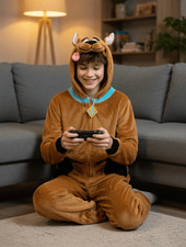 Scooby Doo Costume XS Teen One Piece Plush Hooded Jumpsuit Halloween Cosplay