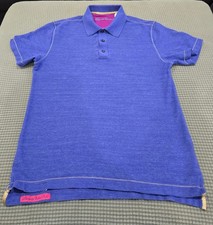 Robert Graham Polo Shirt Mens Medium Classic Short Sleeve Blue Lightweight Golf